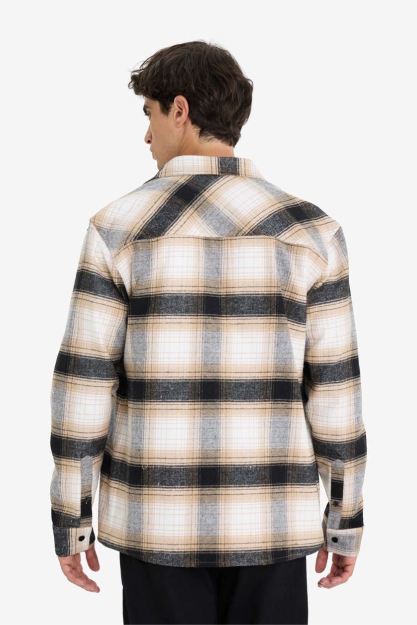 MAN Stone Regular Fit Plaid Long Sleeve Shirt