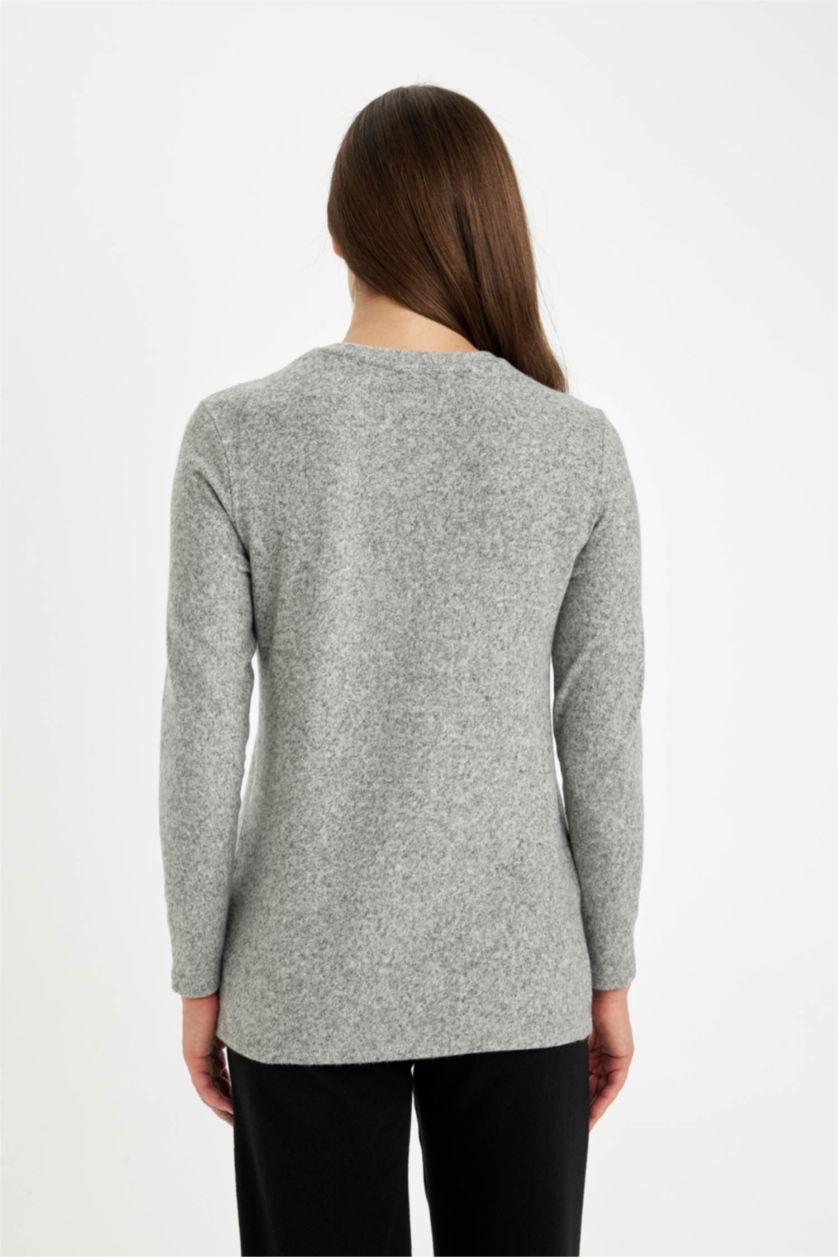 Женщины Серый меланж Футболка свободного кроя с принтом