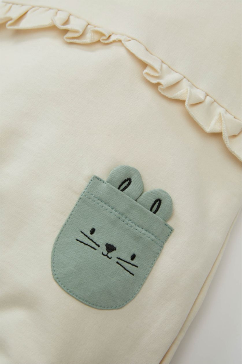 Kız Bebek Açık Pembe Kız Bebek 2'li Takım Baskılı Uzun Kollu Tişört Ayarlanabilir Salopet