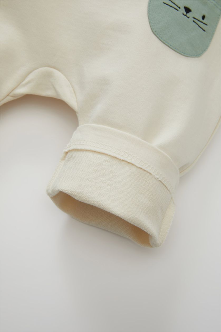 Kız Bebek Açık Pembe Kız Bebek 2'li Takım Baskılı Uzun Kollu Tişört Ayarlanabilir Salopet