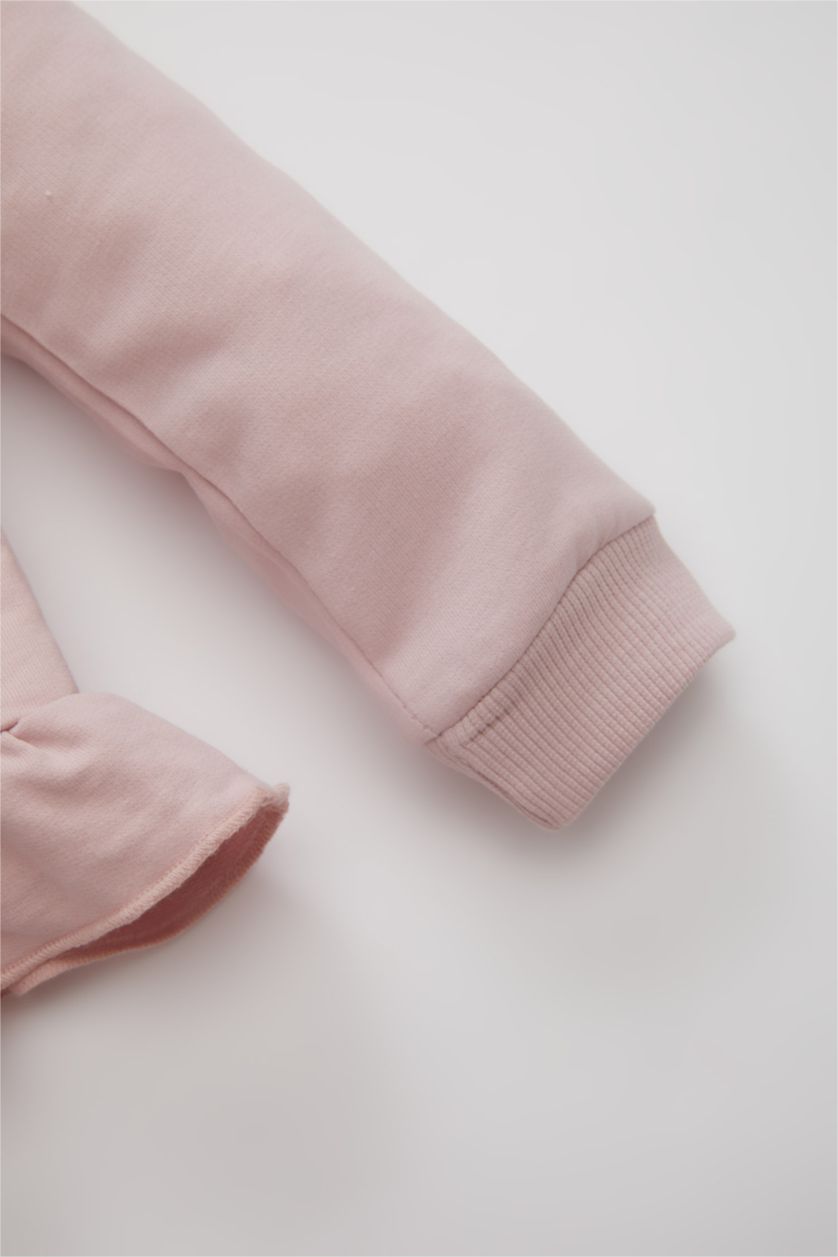 Kız Bebek Lila Kız Bebek 2'li Takım Baskılı Sweatshirt Beli Lastikli Desenli Uzun Tayt