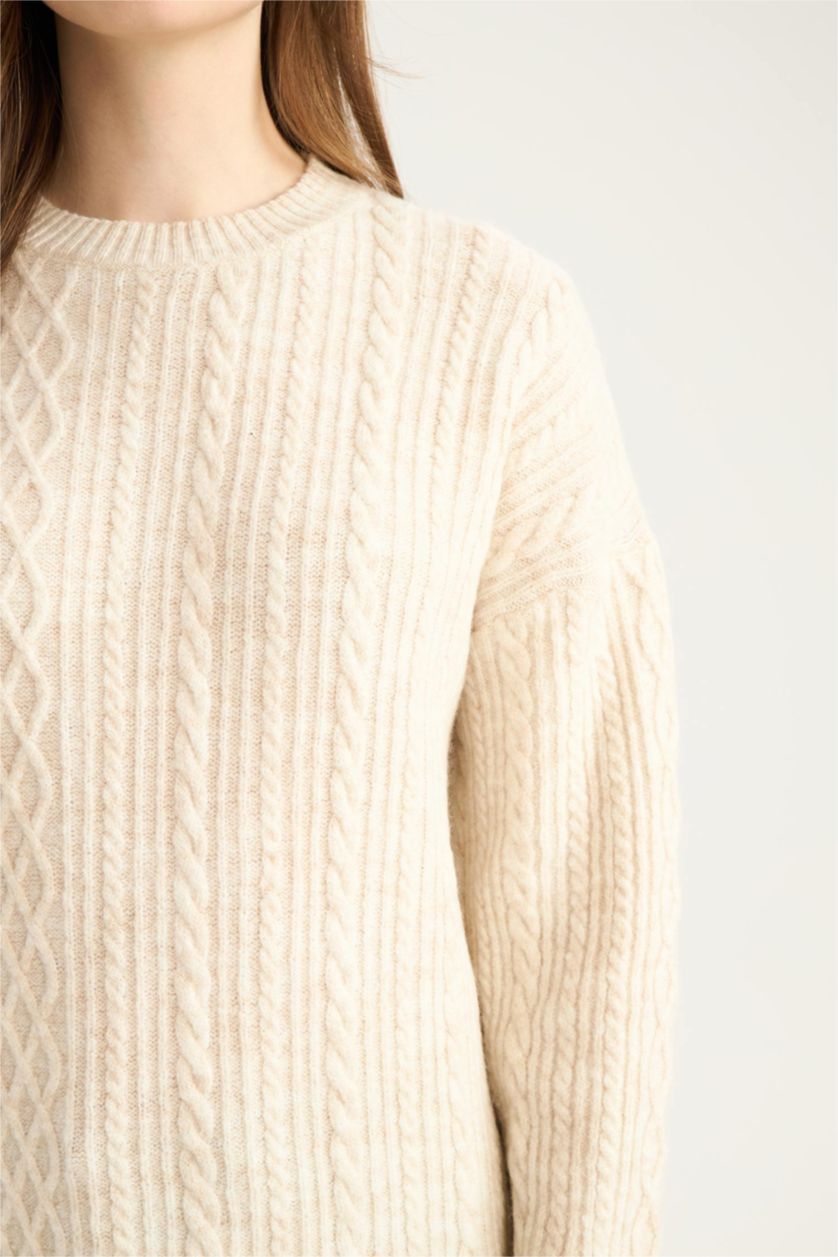 WOMAN Ecru Regular Fit Crew Neck Tunic