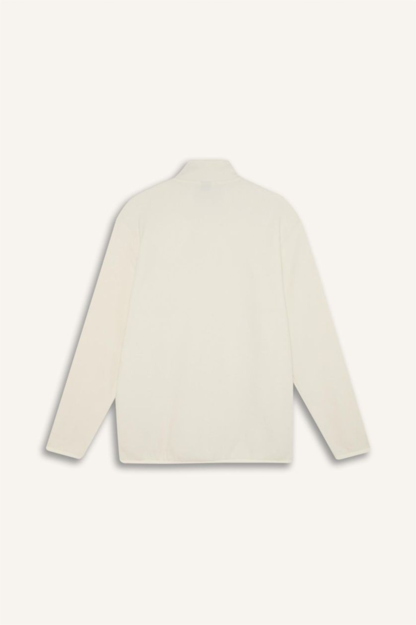 Erkek Taş Standart Fit Cepli Sporcu Polar Hırka