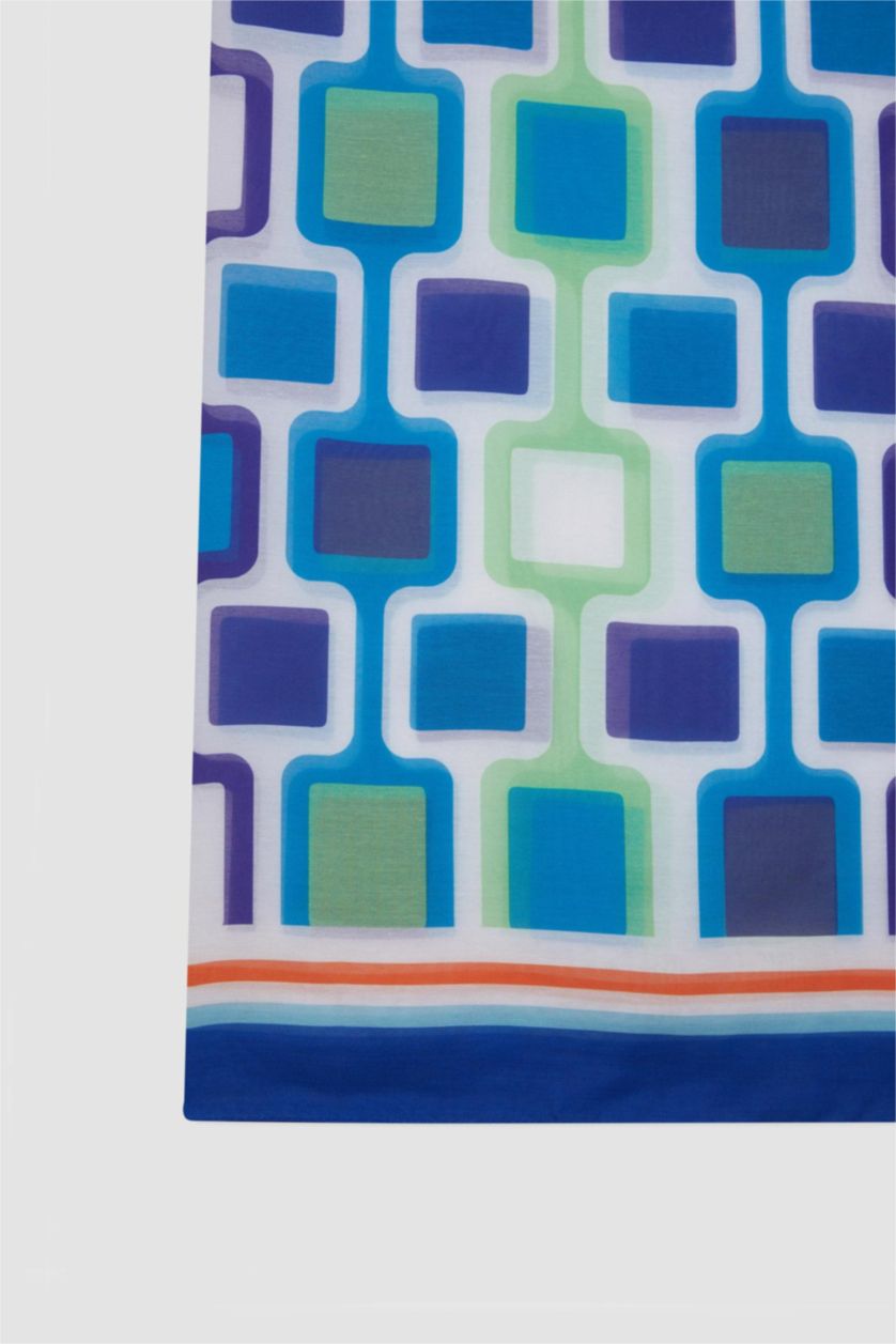 Kadın Deniz Mavisi Regular Fit Desenli Vual Pareo-Fall in Love