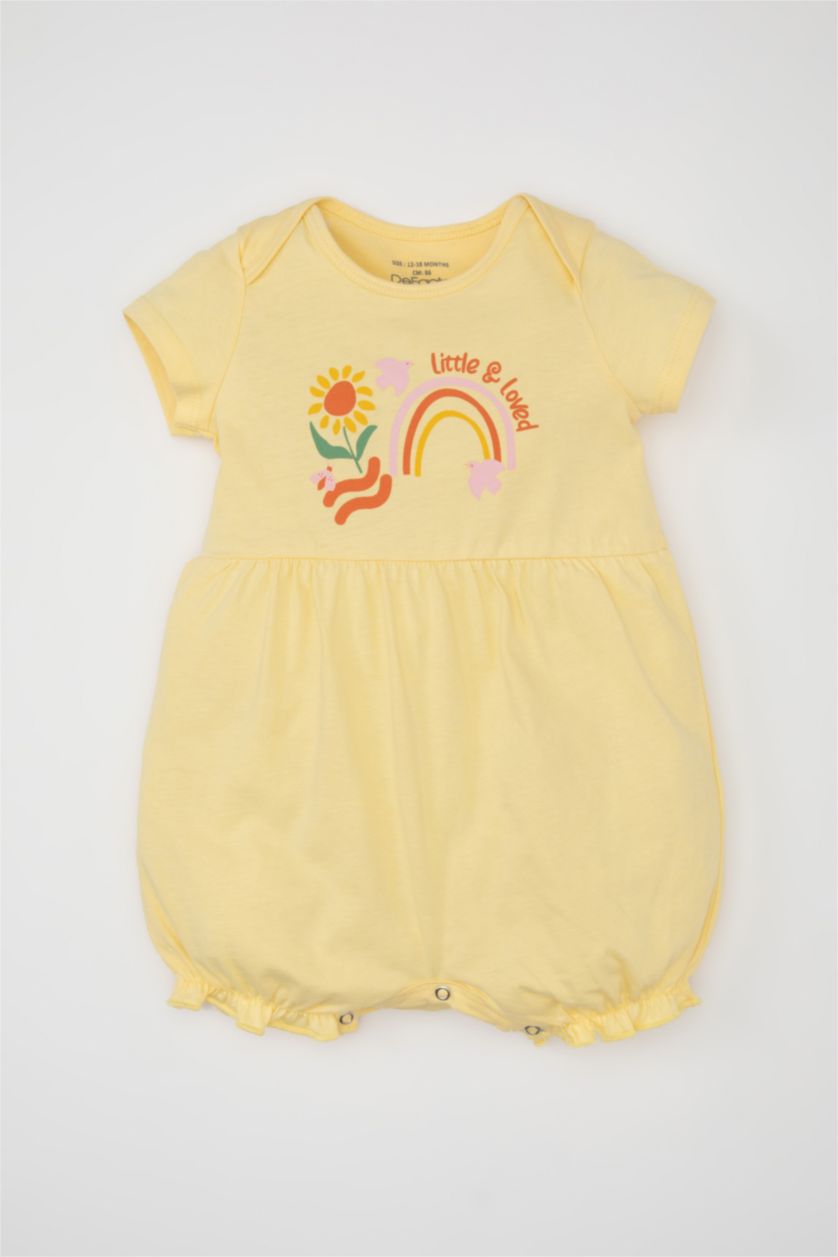 BABY GIRL Light Yellow Baby Girl Newborn Floral Cotton Jumpsuit