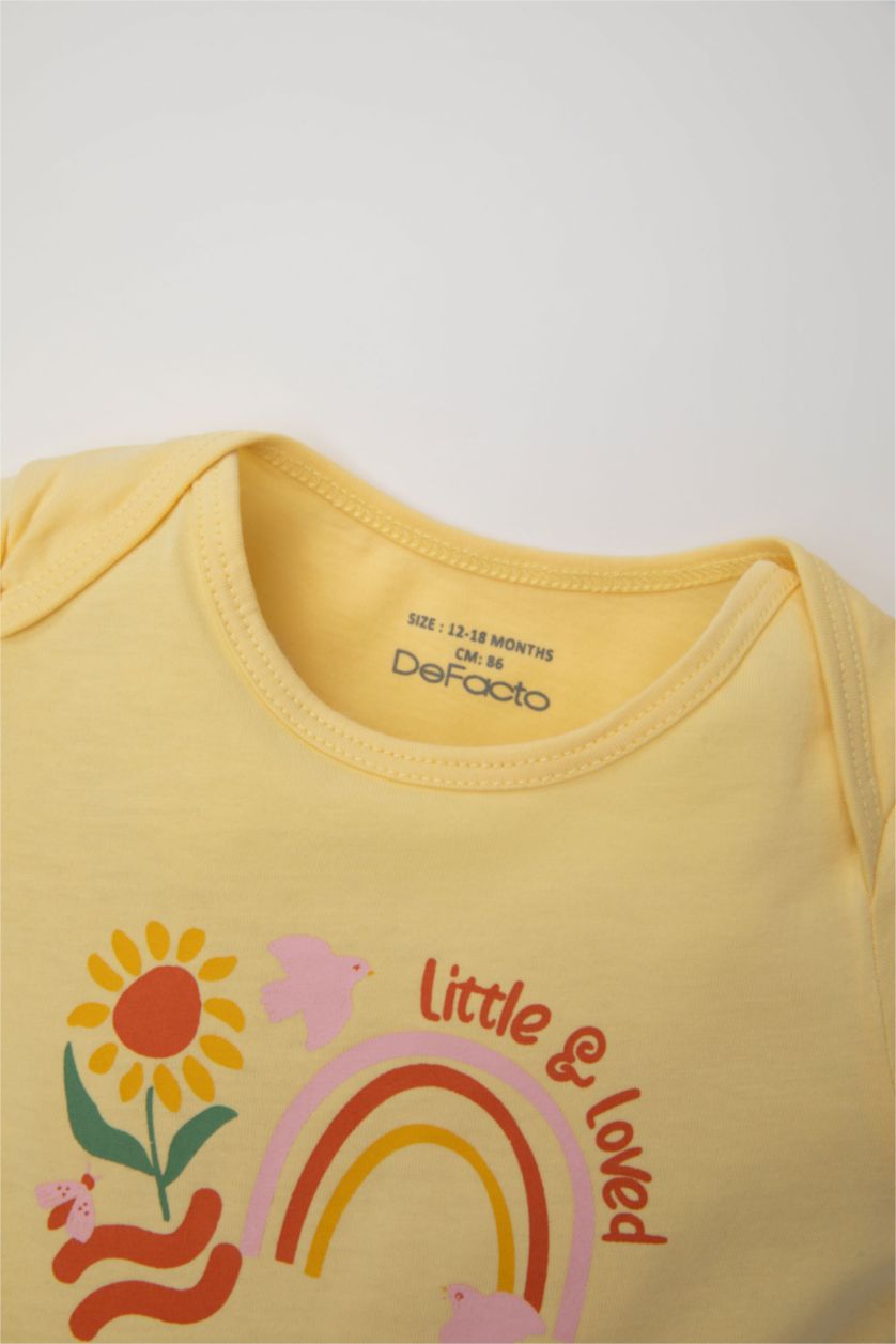 BABY GIRL Light Yellow Baby Girl Newborn Floral Cotton Jumpsuit