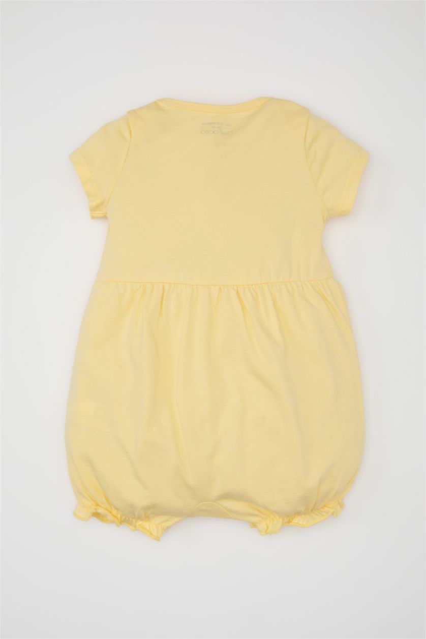 BABY GIRL Light Yellow Baby Girl Newborn Floral Cotton Jumpsuit