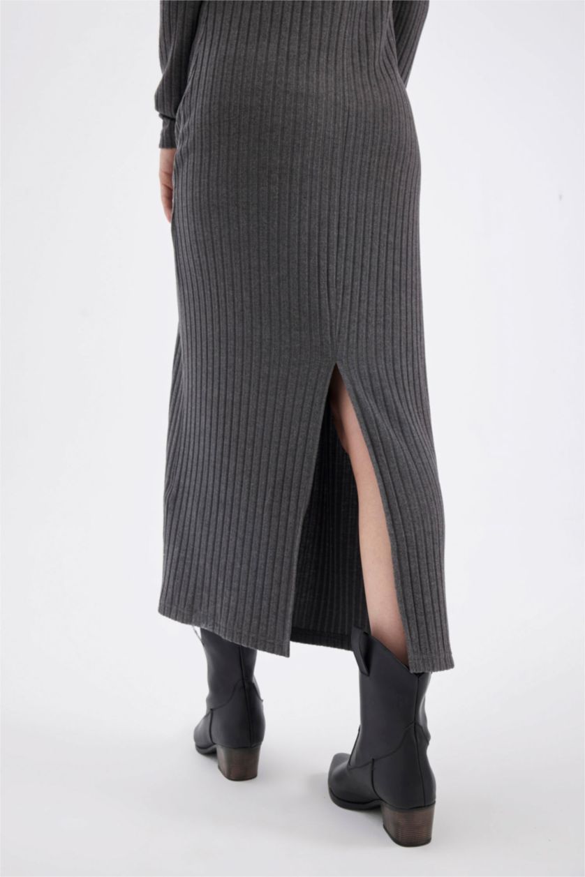 نساء ميلانج أنترا فستان طويل ردن طويل بوديكون بياخة مستديرة