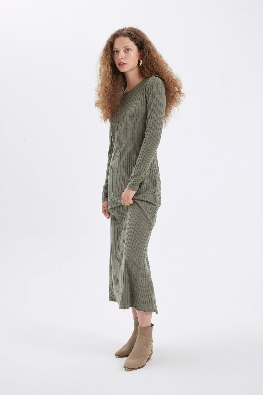 Женщины Хаки Платье с длинным рукавом