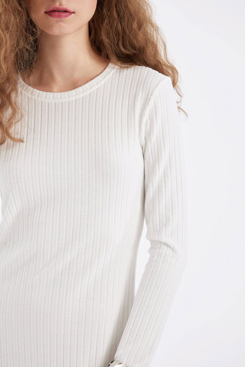 Әйелдерге АҚ тығыз көйлек с мойын ұзын жеңді Ұзын жеңді трикотаж көйлек