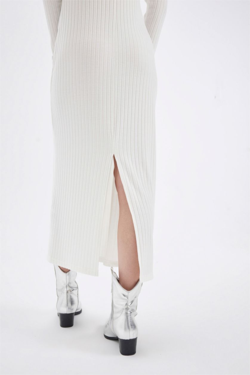 Әйелдерге АҚ тығыз көйлек с мойын ұзын жеңді Ұзын жеңді трикотаж көйлек