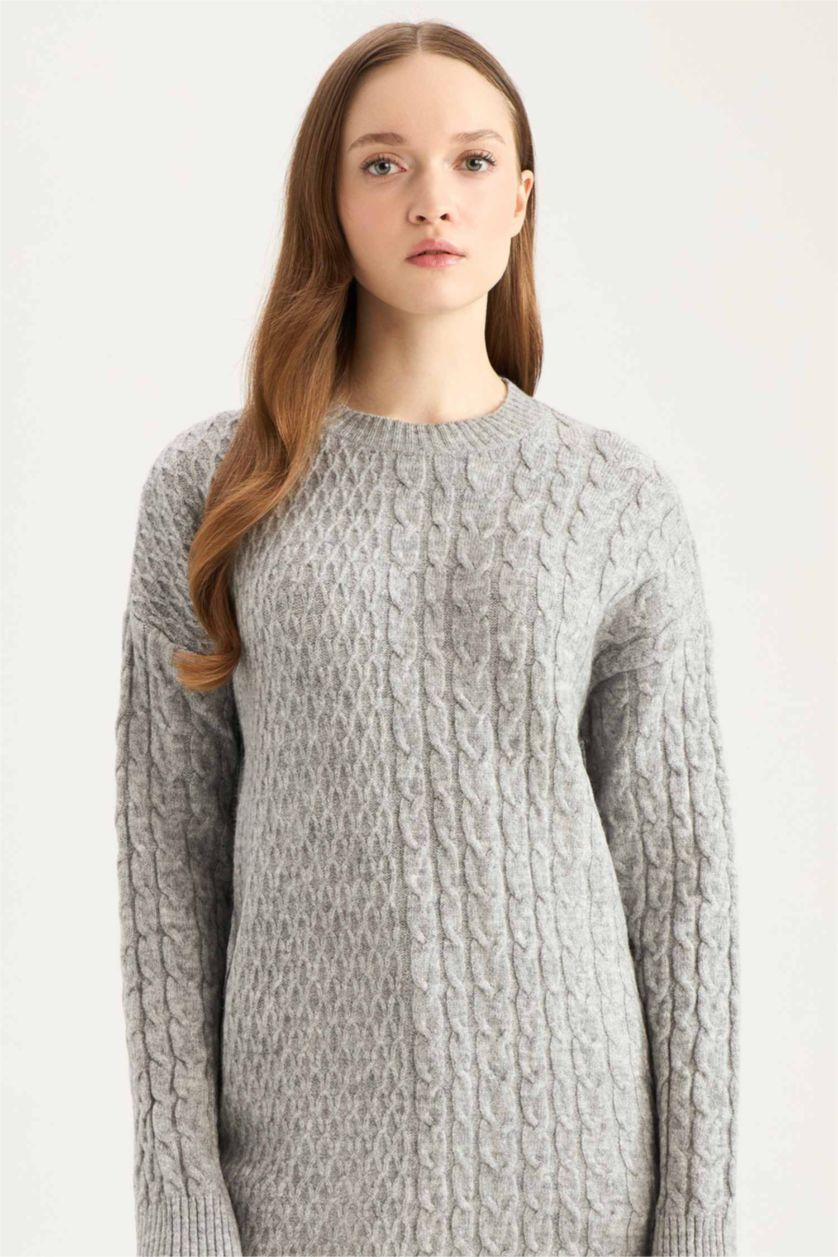 WOMAN Grey Regular Fit Crew Neck Tunic