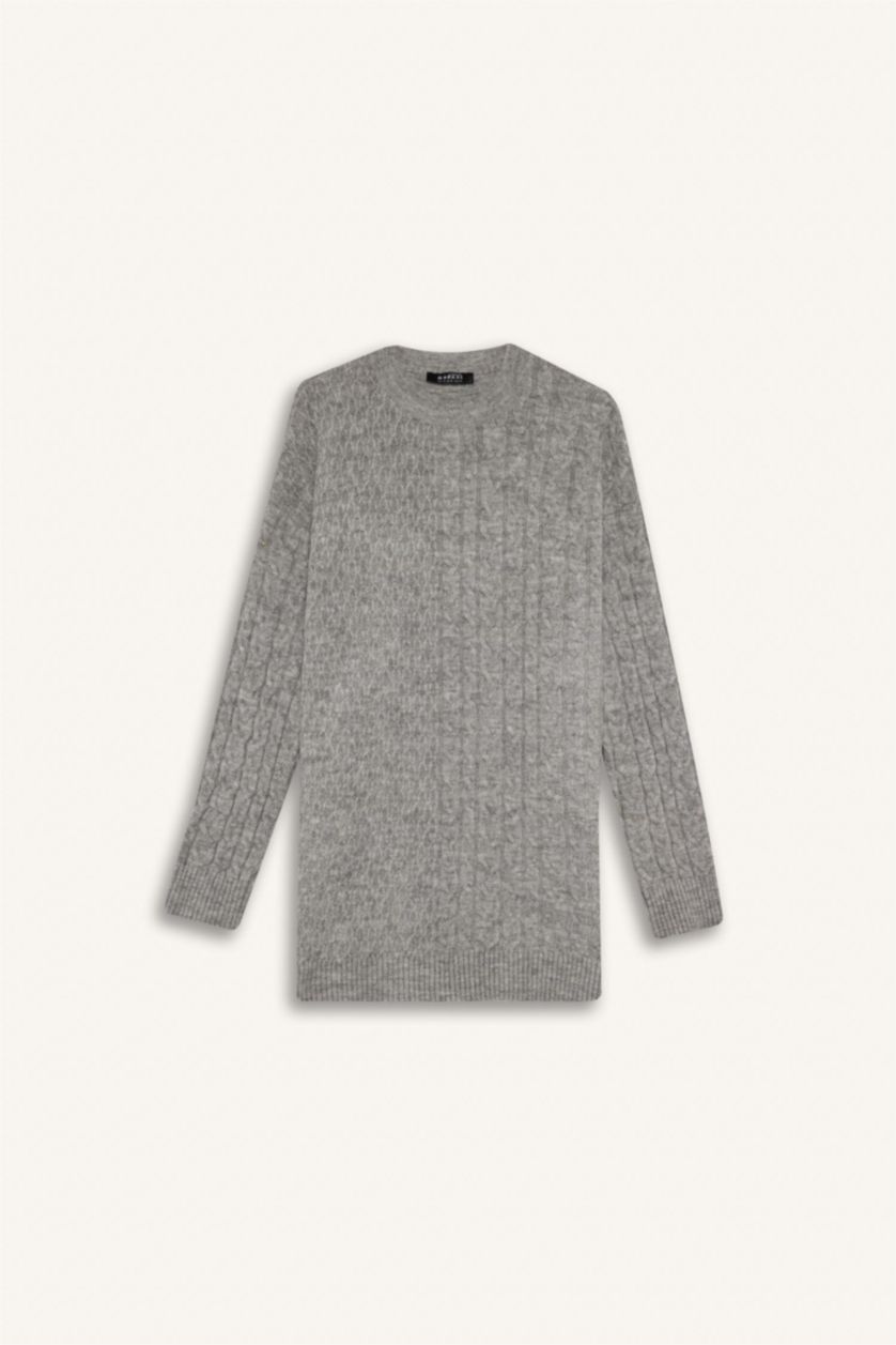 WOMAN Grey Regular Fit Crew Neck Tunic