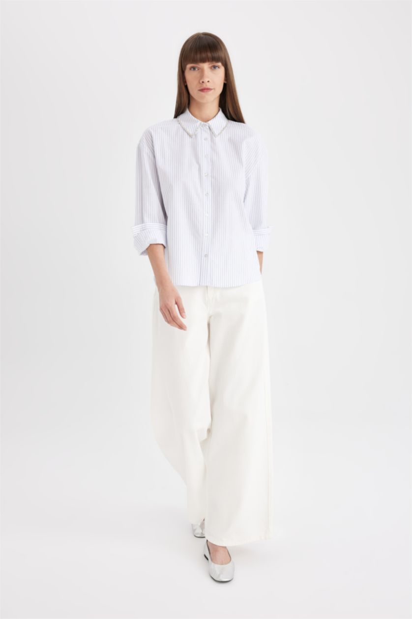 Әйелдерге АҚ үлкен пішім Ұзын жеңді көйлек