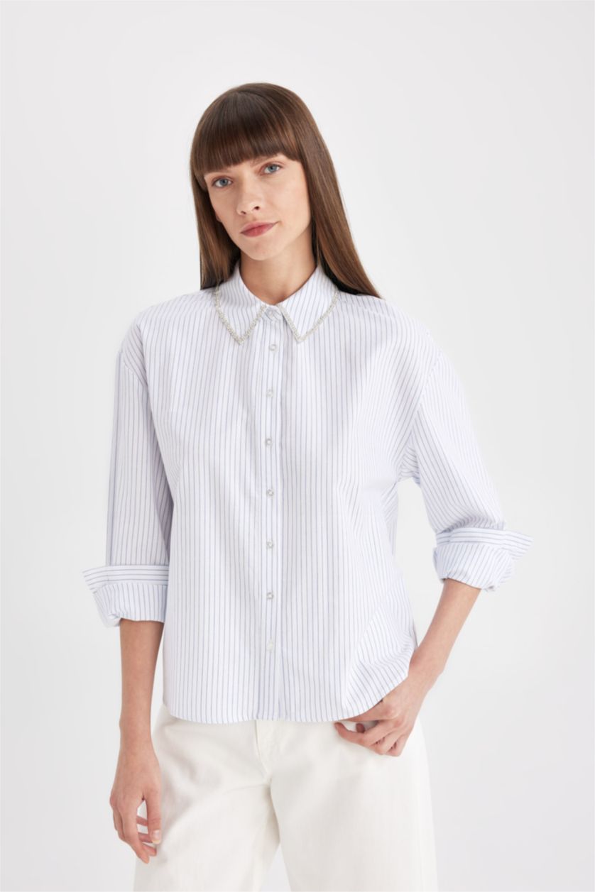 Әйелдерге АҚ үлкен пішім Ұзын жеңді көйлек