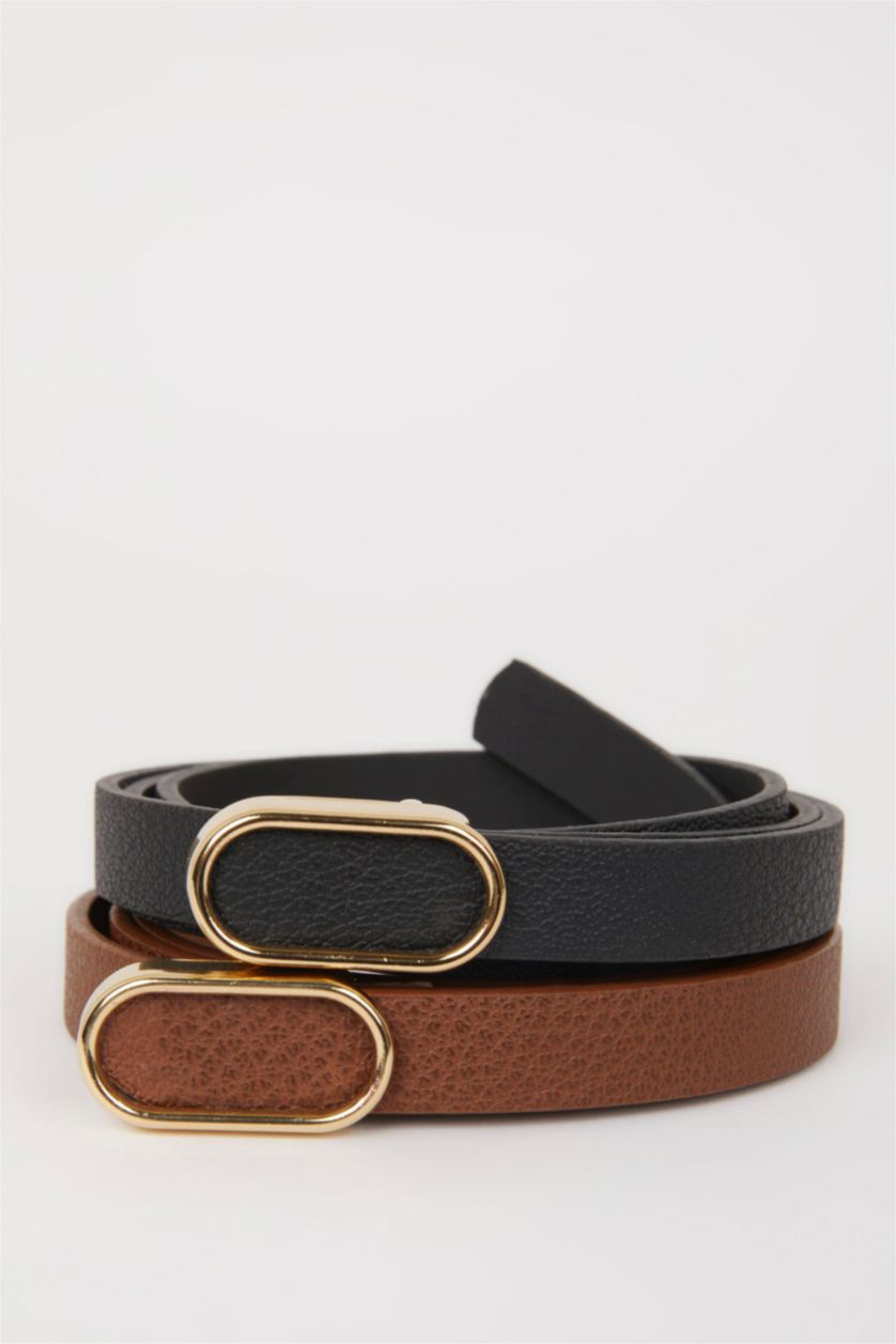 Kadın Karma Kadın 2'li Suni Deri Elbise Kemeri