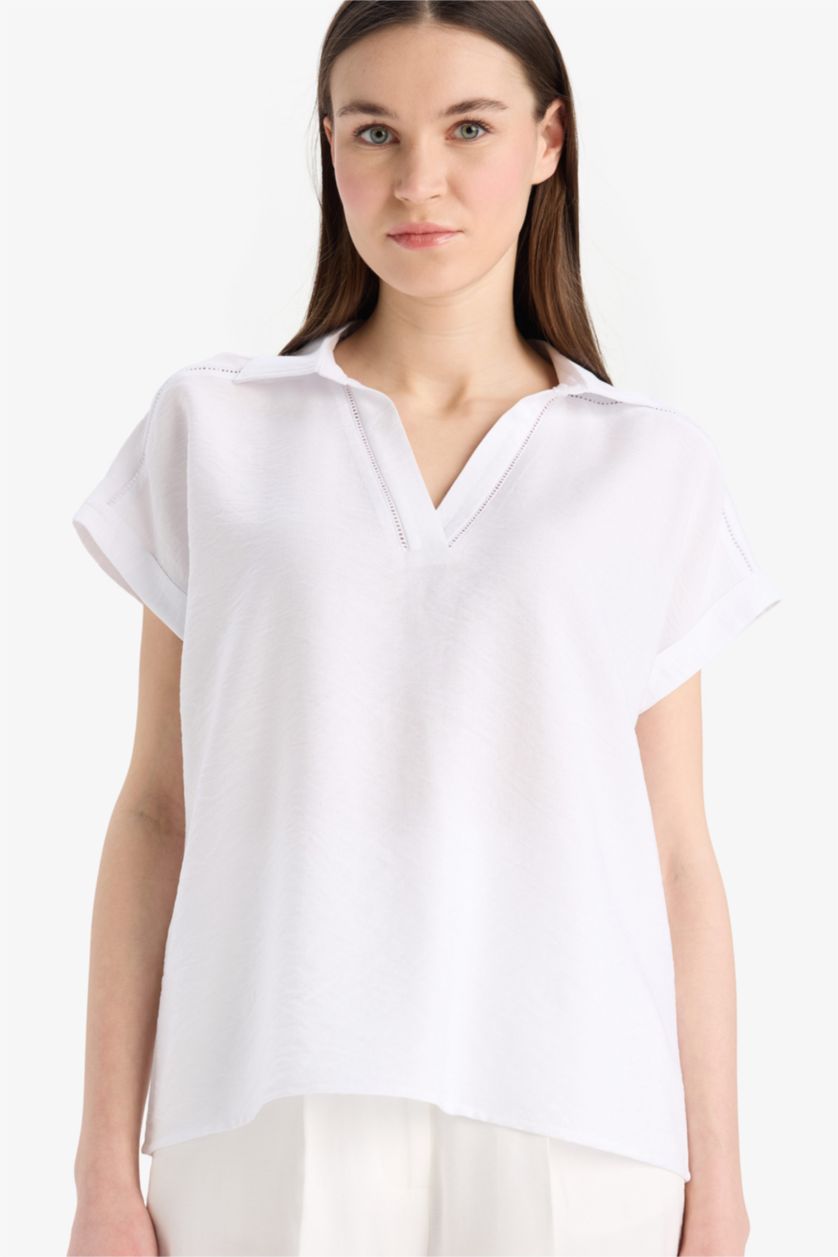 Әйелдерге экру қалыпты пішім Қысқа жеңді көйлек