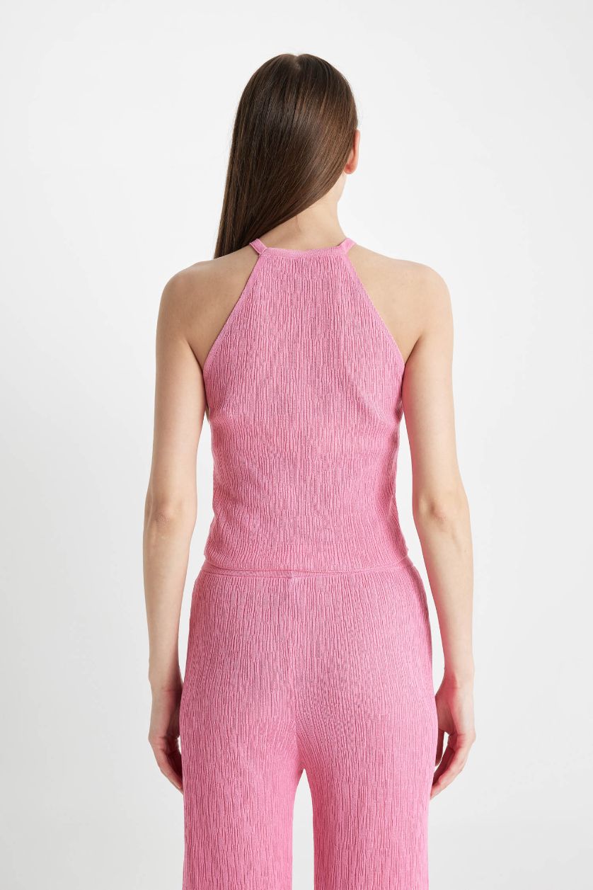 Kadın Fuşya Regular Fıt Halter Yaka Atlet