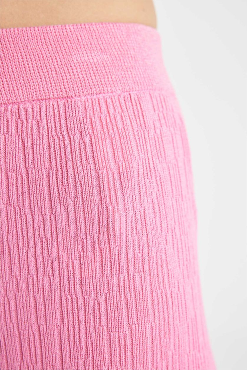 Kadın Fuşya Wide Leg Geniş Bol Paça Basic Düz Pantolon