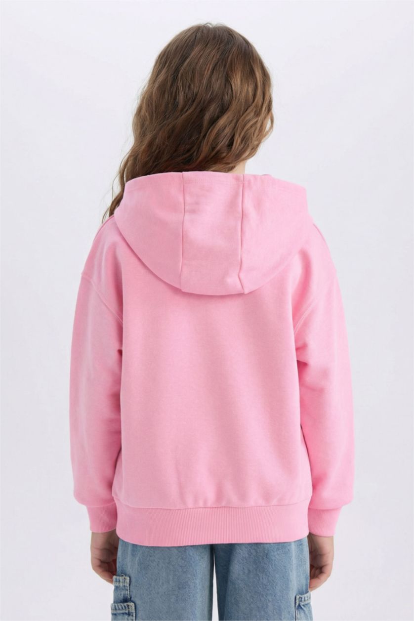 Kız Çocuk - Genç Kız Pembe Hatsune Miku Oversize Geniş Kalıp Kapüşonlu Sweatshirt Kız Çocuk