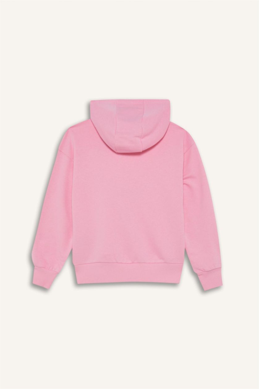 Kız Çocuk - Genç Kız Pembe Hatsune Miku Oversize Geniş Kalıp Kapüşonlu Sweatshirt Kız Çocuk