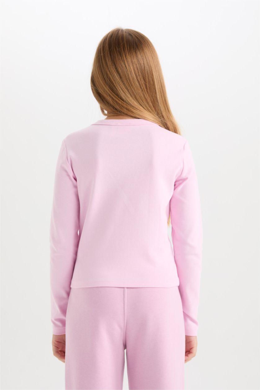 FILLES Rose T-Shirt Crop top à Manches Longues à motif Barbie à Col rond pour Fille