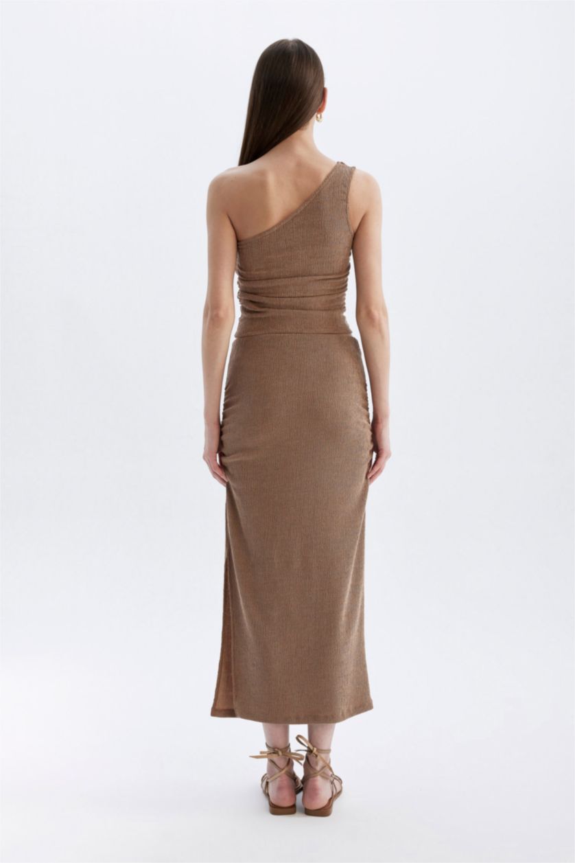 WOMAN Vison Straight Fit Normal Waist Crepe Midi Skirt