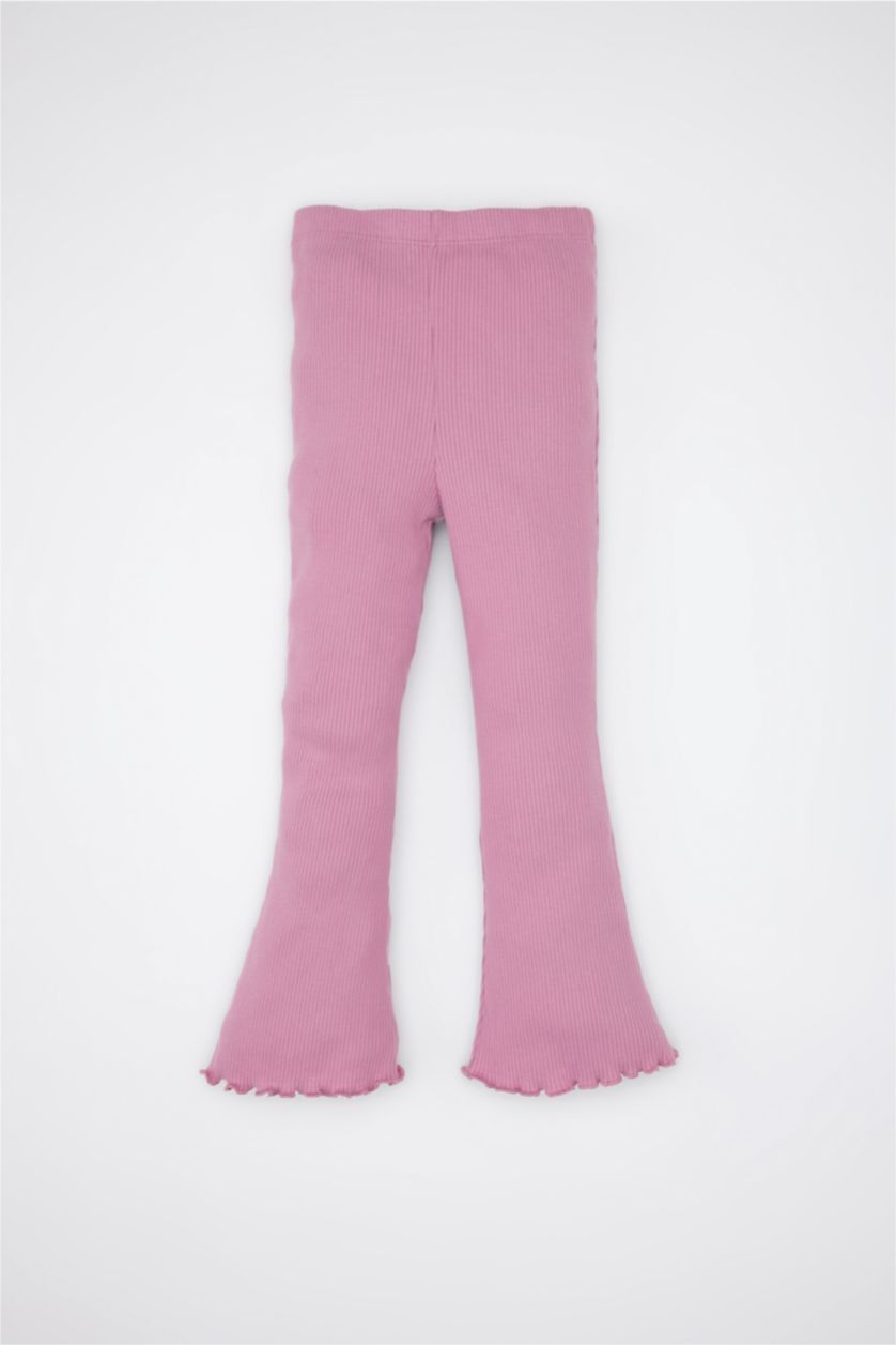 Kız Bebek Ekru Kız Bebek 2'li Takım Kalp Desenli Sweatshirt Beli Lastikli İspanyol Paça Tayt