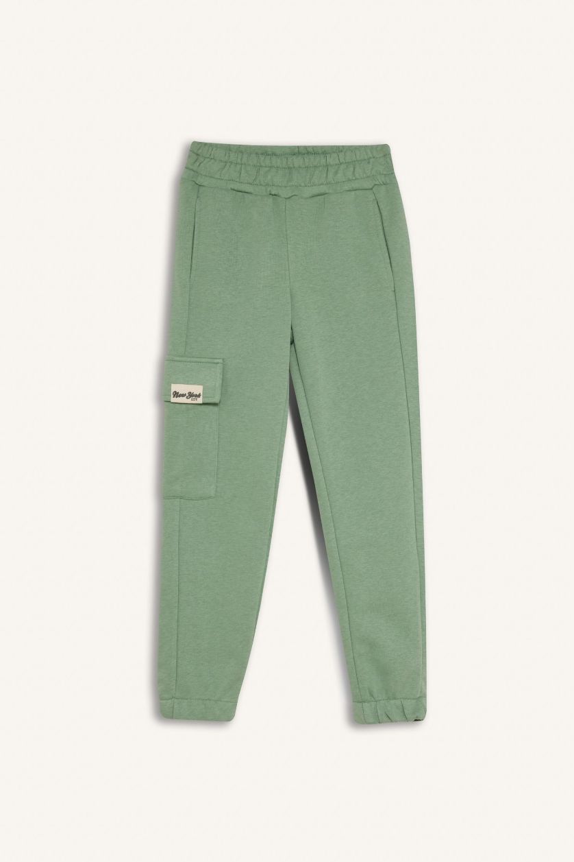 Girls & Teens Light Green Girl Elastic Waist Leg Cargo Jogger Sweatpants