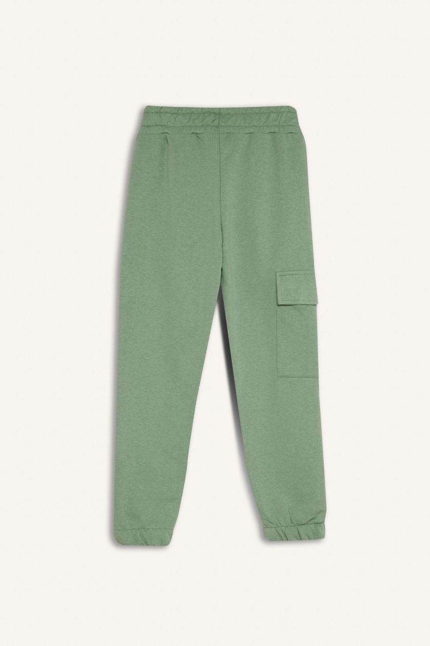 Girls & Teens Light Green Girl Elastic Waist Leg Cargo Jogger Sweatpants