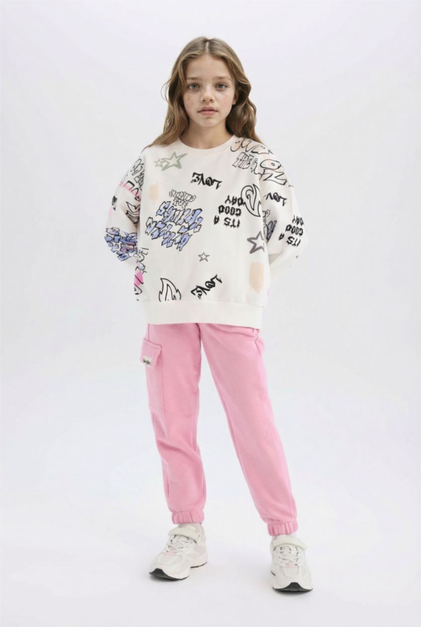 بناتي زهري غامق بنطلون بناتي سويت بانتس كارجو بجيب ورجل مطاطي زهري غامق