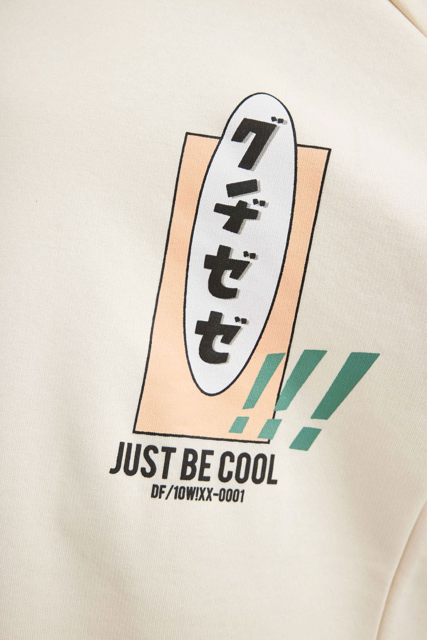 بناتي بيج فاتح هودي بناتي اوفر سايز بطبعة من الخلف