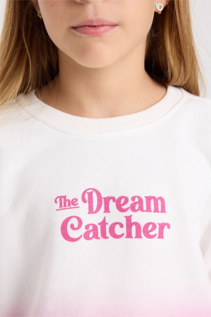 GIRLS & TEENS Pink Girl Oversize Crew Neck Printed Sweatshirt