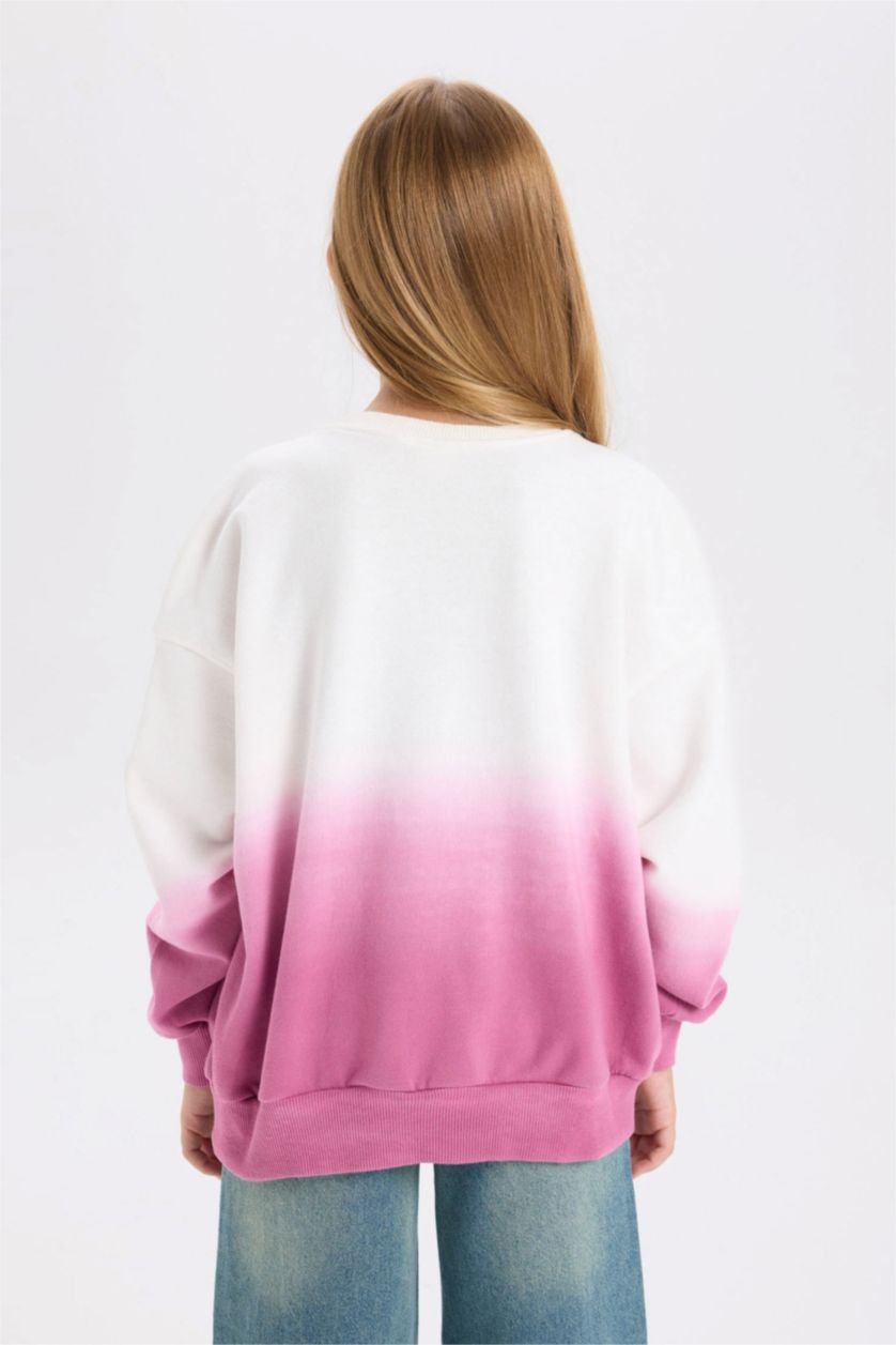 GIRLS & TEENS Pink Girl Oversize Crew Neck Printed Sweatshirt