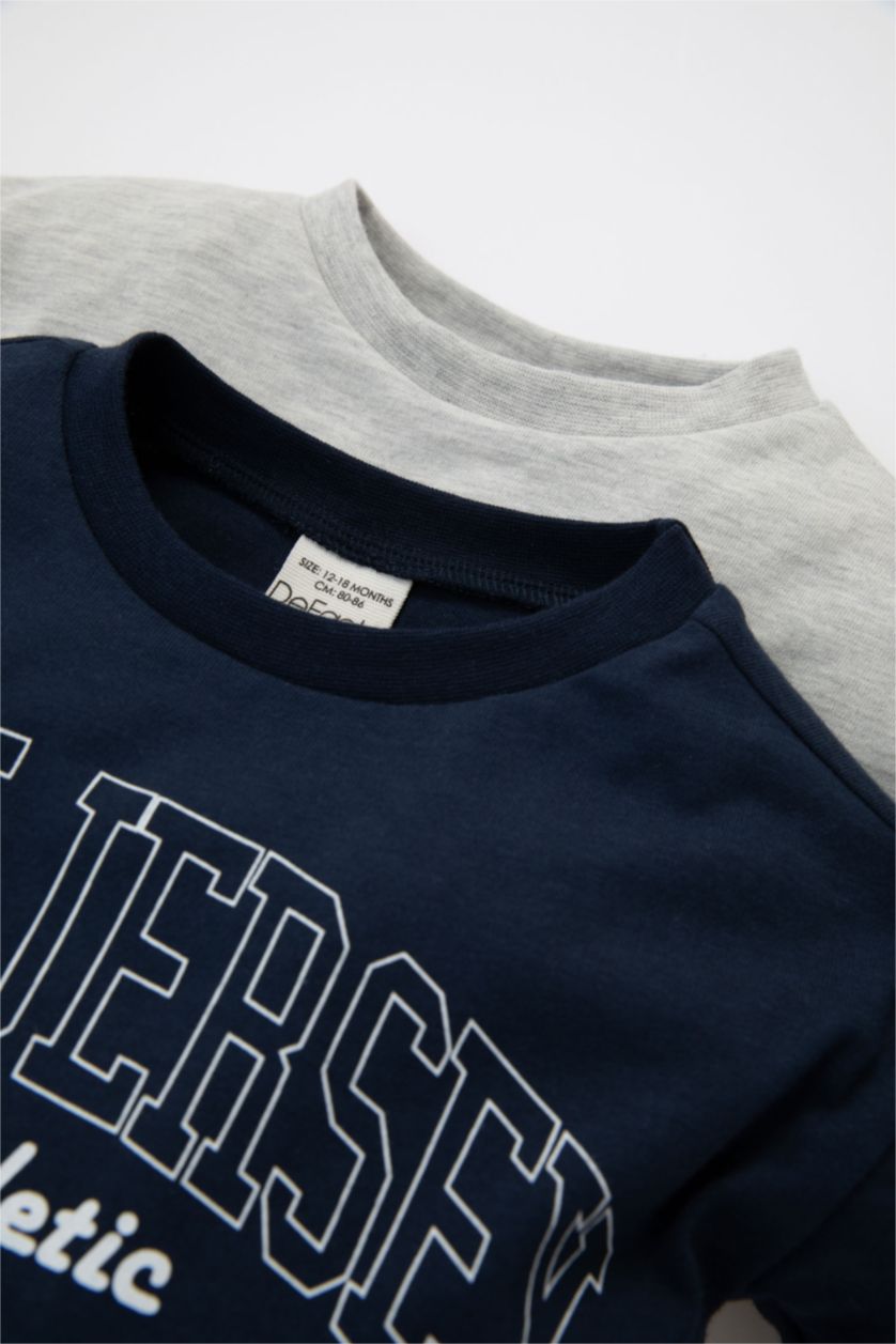 BABY BOY NAVY Baby Boy Crew Neck Printed 2 Piece T-shirt