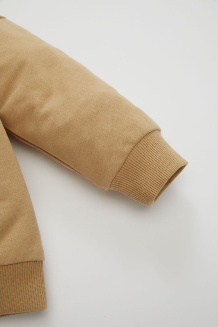 Erkek Bebek Bej Erkek Bebek 2'li Takım Baskılı Sweatshirt Beli Lastikli Eşofman Altı