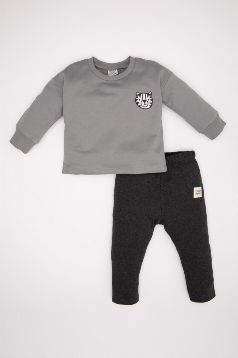 Baby Boys Grey Baby Boy Printed Sweatshirt Sweatpants 2 Piece Set