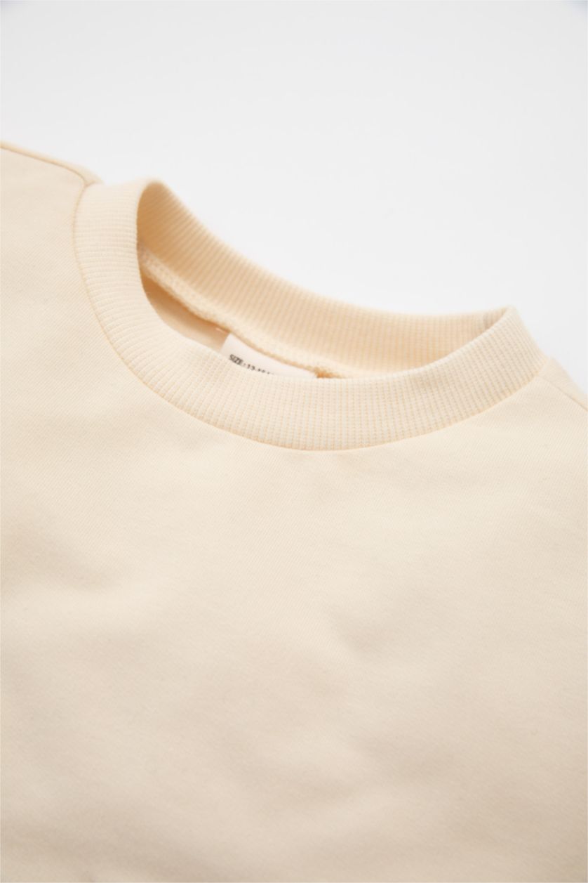 Erkek Bebek Açık Taş Erkek Bebek 2'li Takım Cepli Sweatshirt Beli Lastikli Pantolon