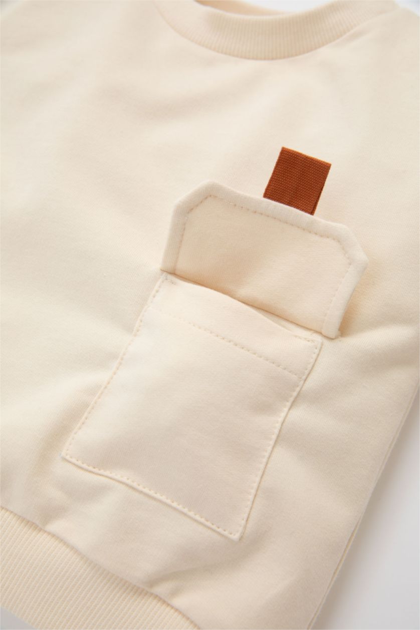 Erkek Bebek Açık Taş Erkek Bebek 2'li Takım Cepli Sweatshirt Beli Lastikli Pantolon