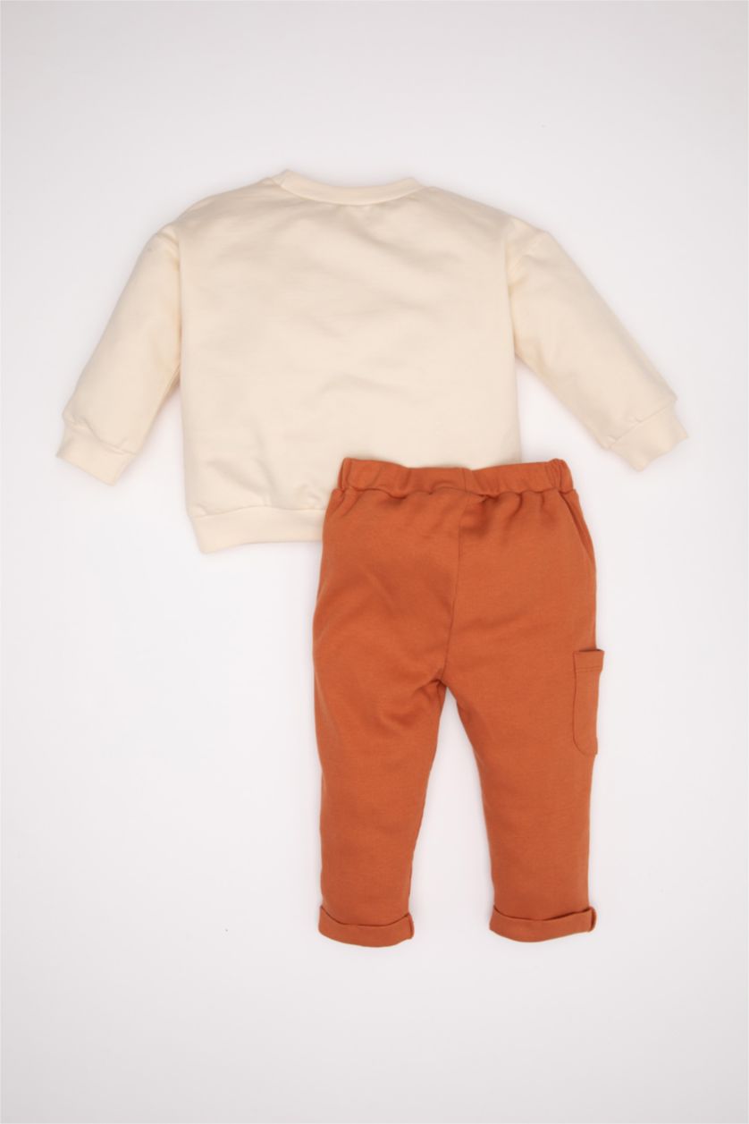 Erkek Bebek Açık Taş Erkek Bebek 2'li Takım Cepli Sweatshirt Beli Lastikli Pantolon