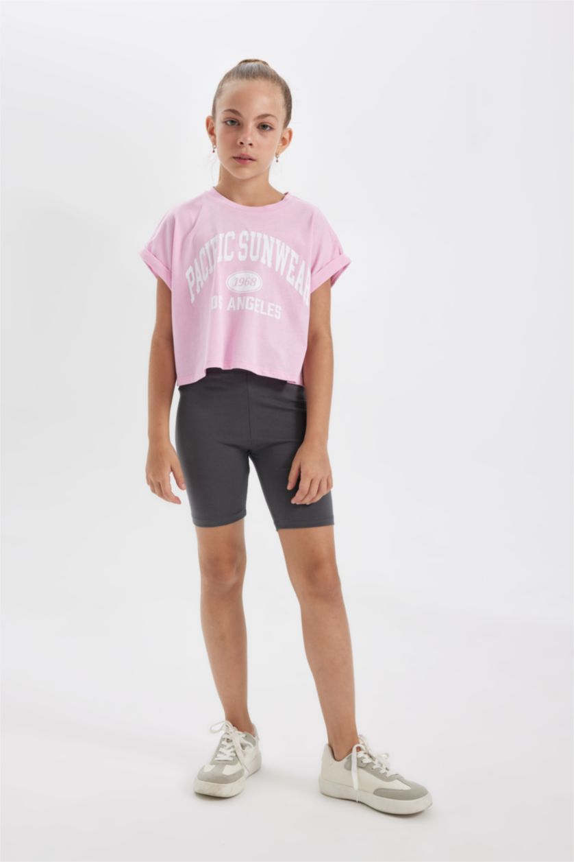 FILLES Rose Clair Ensemble de T-shirt imprimé à manches courtes et Leggings pour Fille