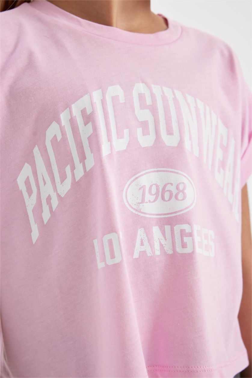 FILLES Rose Clair Ensemble de T-shirt imprimé à manches courtes et Leggings pour Fille