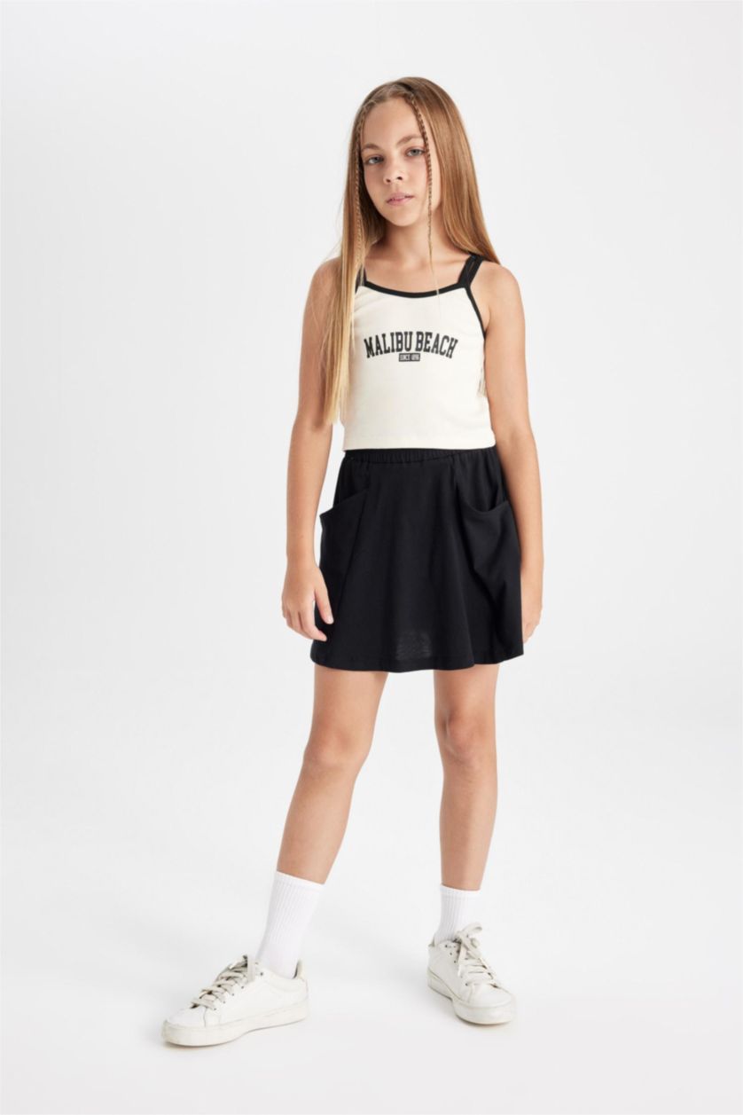 GIRLS & TEENS Ecru Girl Printed T-Shirt Skirt 2 Piece Set