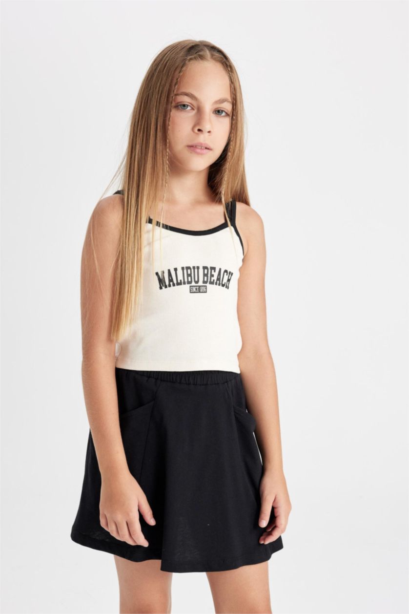 GIRLS & TEENS Ecru Girl Printed T-Shirt Skirt 2 Piece Set