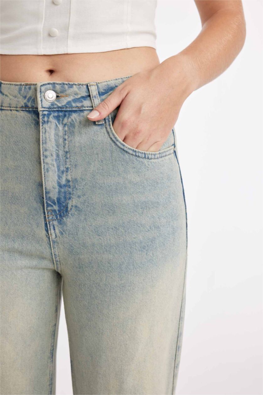 WOMAN Light Indigo 90's Wide Leg High Waist Long Washed Jeans