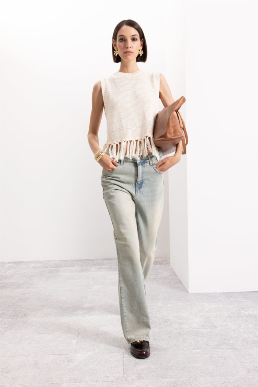 WOMAN Light Indigo 90's Wide Leg High Waist Long Washed Jeans