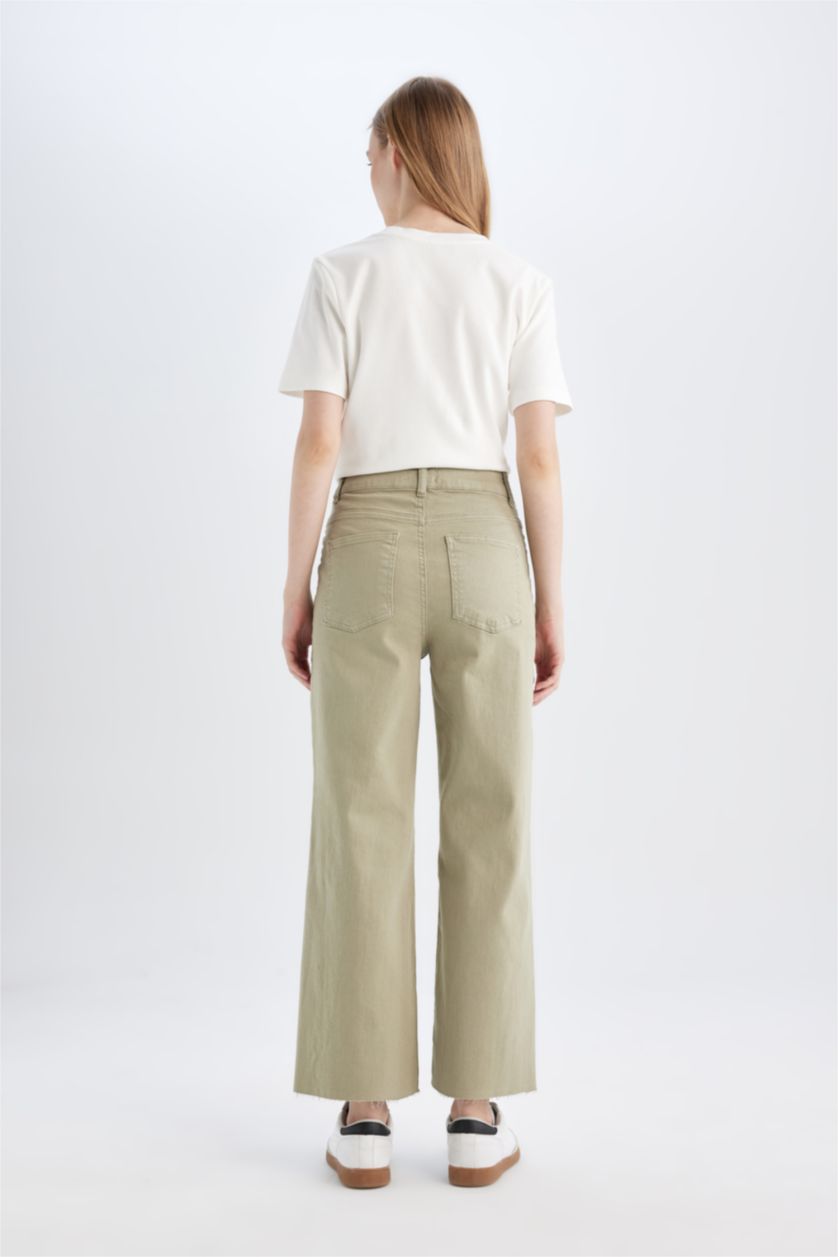 Kadın Açık Haki Yüksek Bel Culotte Pantolon