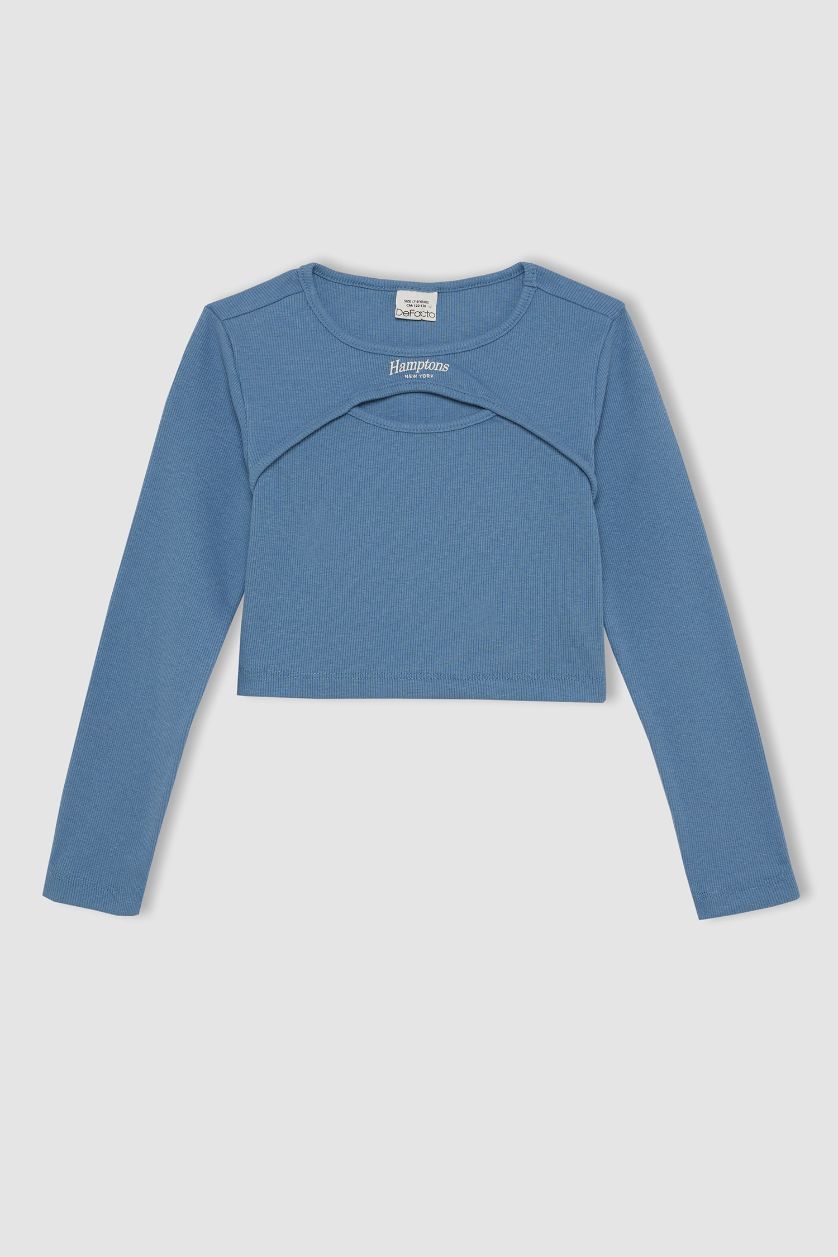 FILLES Bleu T-Shirt à Manches Longues imprimé à Col rond pour Fille