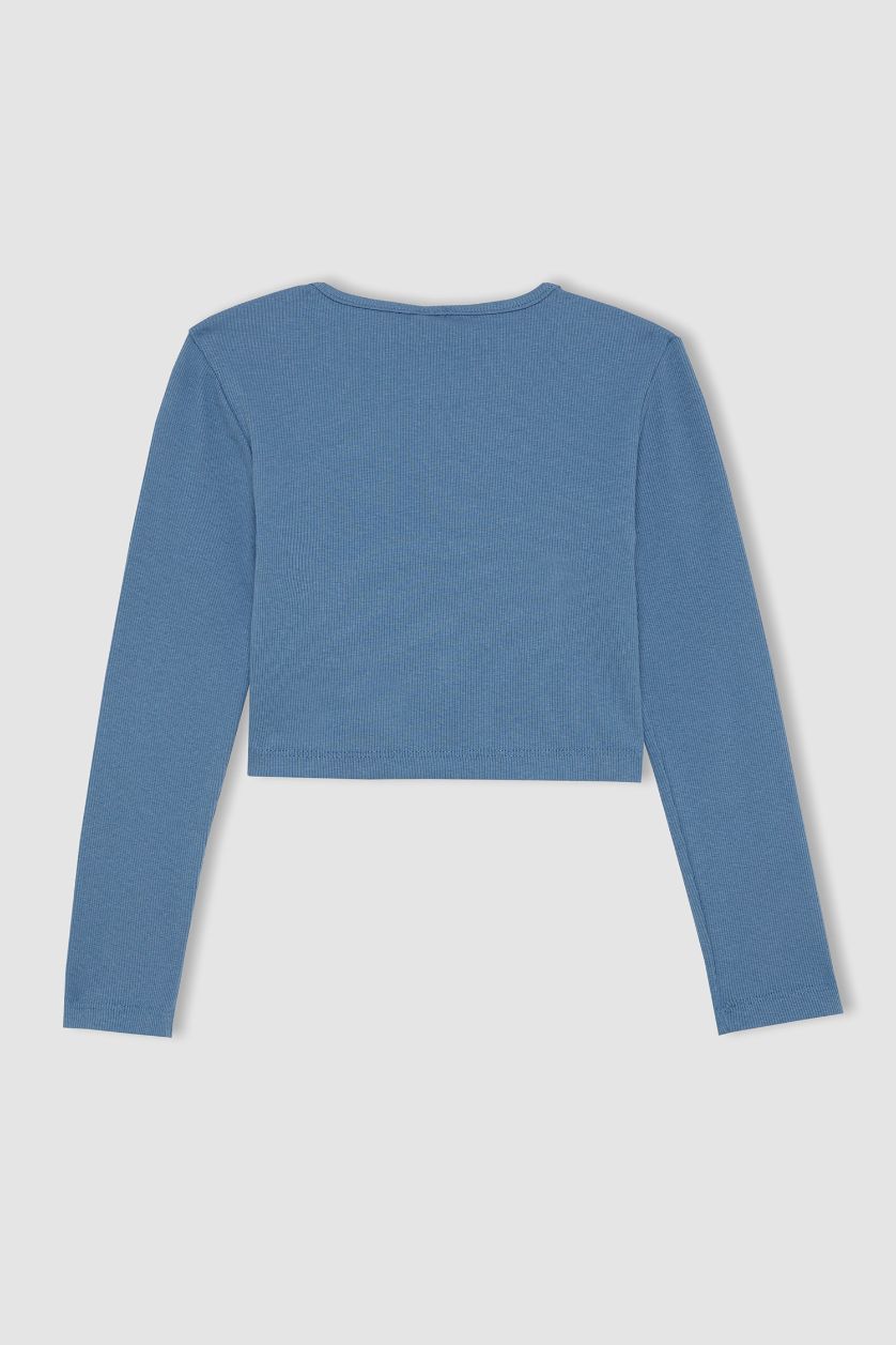 FILLES Bleu T-Shirt à Manches Longues imprimé à Col rond pour Fille
