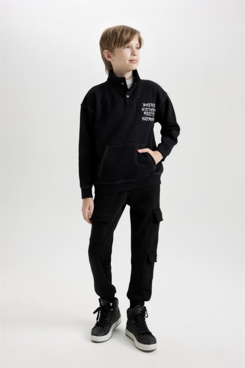 GARÇONS Noir Pantalon Jogging noir à taille élastique et jambes larges pour Fille